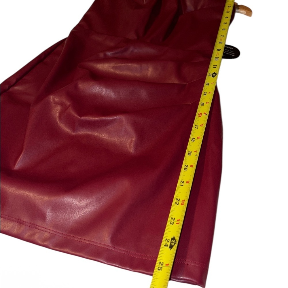 Nookie Leona Mini Dress Faux Leather Structured Bodice Strapless Red Small NWT - Picture 8 of 11